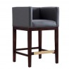Manhattan Comfort Kingsley 34 in. Black and Dark Walnut Beech Wood Counter Height Bar Stool