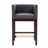 Manhattan Comfort Kingsley 34 in. Black and Dark Walnut Beech Wood Counter Height Bar Stool Front