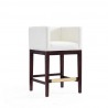 Manhattan Comfort Kingsley 34 in. Ivory and Dark Walnut Beech Wood Counter Height Bar Stool