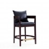 Manhattan Comfort Ritz 34 in. Black and Dark Walnut Beech Wood Counter Height Bar Stool 