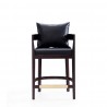 Manhattan Comfort Ritz 34 in. Black and Dark Walnut Beech Wood Counter Height Bar Stool Front