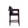 Manhattan Comfort Ritz 34 in. Black and Dark Walnut Beech Wood Counter Height Bar Stool Side