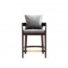 Manhattan Comfort Ritz 34 in. Grey and Dark Walnut Beech Wood Counter Height Bar Stool Front