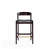 Manhattan Comfort Klismos 36.75 in. Black and Dark Walnut Beech Wood Counter Height Bar Stool Front