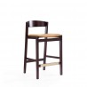 Manhattan Comfort Klismos 36.75 in. Camel and Dark Walnut Beech Wood Counter Height Bar Stool