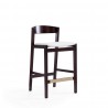 Manhattan Comfort Klismos 36.75 in. Ivory and Dark Walnut Beech Wood Counter Height Bar Stool