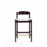 Manhattan Comfort Klismos 36.75 in. Ivory and Dark Walnut Beech Wood Counter Height Bar Stool Front