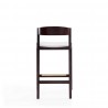 Manhattan Comfort Klismos 36.75 in. Ivory and Dark Walnut Beech Wood Counter Height Bar Stool Back