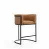 Manhattan Comfort Cosmopolitan 33.8 in. Camel and Black Metal Counter Height Bar Stool - Manhattan Comfort Cosmopolitan 33.8 in. Camel and Black Metal Counter Height Bar Stool