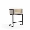 Manhattan Comfort Cosmopolitan 33.8 in. Cream and Black Metal Counter Height Bar Stool - Manhattan Comfort Cosmopolitan 33.8 in. Cream and Black Metal Counter Height Bar Stool