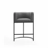Manhattan Comfort Cosmopolitan 33.8 in. Grey and Black Metal Counter Height Bar Stool Front - Manhattan Comfort Cosmopolitan 33.8 in. Grey and Black Metal Counter Height Bar Stool Front