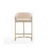 Manhattan Comfort Louvre 36 in. Cream and Titanium Gold Stainless Steel Counter Height Bar Stool Front