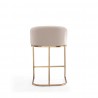 Manhattan Comfort Louvre 36 in. Cream and Titanium Gold Stainless Steel Counter Height Bar Stool Back
