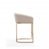 Manhattan Comfort Louvre 36 in. Cream and Titanium Gold Stainless Steel Counter Height Bar Stool Side