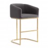 Manhattan Comfort Louvre 36 in. Grey and Titanium Gold Stainless Steel Counter Height Bar Stool Stool