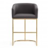 Manhattan Comfort Louvre 36 in. Grey and Titanium Gold Stainless Steel Counter Height Bar Stool Front