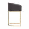 Manhattan Comfort Louvre 36 in. Grey and Titanium Gold Stainless Steel Counter Height Bar Stool Side