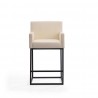 Manhattan Comfort Ambassador 38 in. Cream and Black Metal Counter Height Bar Stool Front