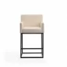 Manhattan Comfort Ambassador 38 in. Cream and Black Metal Counter Height Bar Stool Front - Manhattan Comfort Ambassador 38 in. Cream and Black Metal Counter Height Bar Stool Front