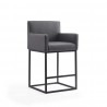 Manhattan Comfort Ambassador 38 in. Grey and Black Metal Counter Height Bar Stool