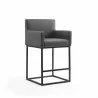 Manhattan Comfort Ambassador 38 in. Grey and Black Metal Counter Height Bar Stool - Manhattan Comfort Ambassador 38 in. Grey and Black Metal Counter Height Bar Stool