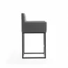 Manhattan Comfort Ambassador 38 in. Grey and Black Metal Counter Height Bar Stool Side - Manhattan Comfort Ambassador 38 in. Grey and Black Metal Counter Height Bar Stool Side