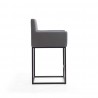Manhattan Comfort Ambassador 38 in. Grey and Black Metal Counter Height Bar Stool Side