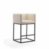 Manhattan Comfort Embassy 34 in. Cream and Black Metal Counter Height Bar Stool - Manhattan Comfort Embassy 34 in. Cream and Black Metal Counter Height Bar Stool