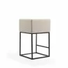 Manhattan Comfort Embassy 34 in. Cream and Black Metal Counter Height Bar Stool - Manhattan Comfort Embassy 34 in. Cream and Black Metal Counter Height Bar Stool