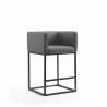 Manhattan Comfort Embassy 34 in. Grey and Black Metal Counter Height Bar Stool - Manhattan Comfort Embassy 34 in. Grey and Black Metal Counter Height Bar Stool