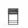 Manhattan Comfort Embassy 34 in. Grey and Black Metal Counter Height Bar Stool Front - Manhattan Comfort Embassy 34 in. Grey and Black Metal Counter Height Bar Stool Front
