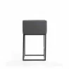 Manhattan Comfort Embassy 34 in. Grey and Black Metal Counter Height Bar Stool Side - Manhattan Comfort Embassy 34 in. Grey and Black Metal Counter Height Bar Stool Side