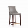 Manhattan Comfort Modern Shubert Counter Stool Upholstered Leatherette with Beech Wood Legs Dark Taupe Front