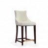 Manhattan Comfort Modern Shubert Counter Stool Upholstered Leatherette with Beech Wood Legs Ivory Front