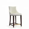 Manhattan Comfort Modern Shubert Counter Stool Upholstered Leatherette with Beech Wood Legs Ivory Front - Manhattan Comfort Modern Shubert Counter Stool Upholstered Leatherette with Beech Wood Legs Ivory Front