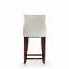 Manhattan Comfort Modern Shubert Counter Stool Upholstered Leatherette with Beech Wood Legs Ivory Back