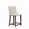 Manhattan Comfort Modern Shubert Counter Stool Upholstered Leatherette with Beech Wood Legs Ivory Side
