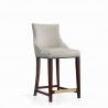 Manhattan Comfort Modern Shubert Counter Stool Upholstered Leatherette with Beech Wood Legs Light Grey Front