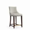 Manhattan Comfort Modern Shubert Counter Stool Upholstered Leatherette with Beech Wood Legs Light Grey Front - Manhattan Comfort Modern Shubert Counter Stool Upholstered Leatherette with Beech Wood Legs Light Grey Front