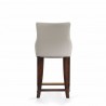 Manhattan Comfort Modern Shubert Counter Stool Upholstered Leatherette with Beech Wood Legs Light Grey Back