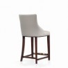 Manhattan Comfort Modern Shubert Counter Stool Upholstered Leatherette with Beech Wood Legs Light Grey Side
