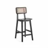 Manhattan Comfort Versailles Counter Stool in Black and Natural Cane - Manhattan Comfort Versailles Counter Stool in Black and Natural Cane