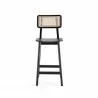 Manhattan Comfort Versailles Counter Stool in Black and Natural Cane Front - Manhattan Comfort Versailles Counter Stool in Black and Natural Cane Front