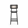 Manhattan Comfort Versailles Counter Stool in Black and Natural Cane Back - Manhattan Comfort Versailles Counter Stool in Black and Natural Cane Back