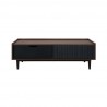Manhattan Comfort Duane Modern Ribbed Coffee Table with Drawer and Shelf in Dark Brown Black Front