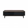 Manhattan Comfort Duane Modern Ribbed Coffee Table with Drawer and Shelf in Dark Brown Black Front - Manhattan Comfort Duane Modern Ribbed Coffee Table with Drawer and Shelf in Dark Brown Black Front