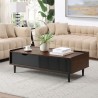 Manhattan Comfort Duane Modern Ribbed Coffee Table with Drawer and Shelf in Dark Brown Black