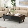 Manhattan Comfort Duane Modern Ribbed Coffee Table with Drawer and Shelf in Dark Brown Black - Manhattan Comfort Duane Modern Ribbed Coffee Table with Drawer and Shelf in Dark Brown Black