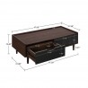 Manhattan Comfort Duane Modern Ribbed Coffee Table with Drawer and Shelf in Dark Brown Black Size