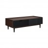 Manhattan Comfort Duane Modern Ribbed Coffee Table with Drawer and Shelf in Dark Brown Black Side